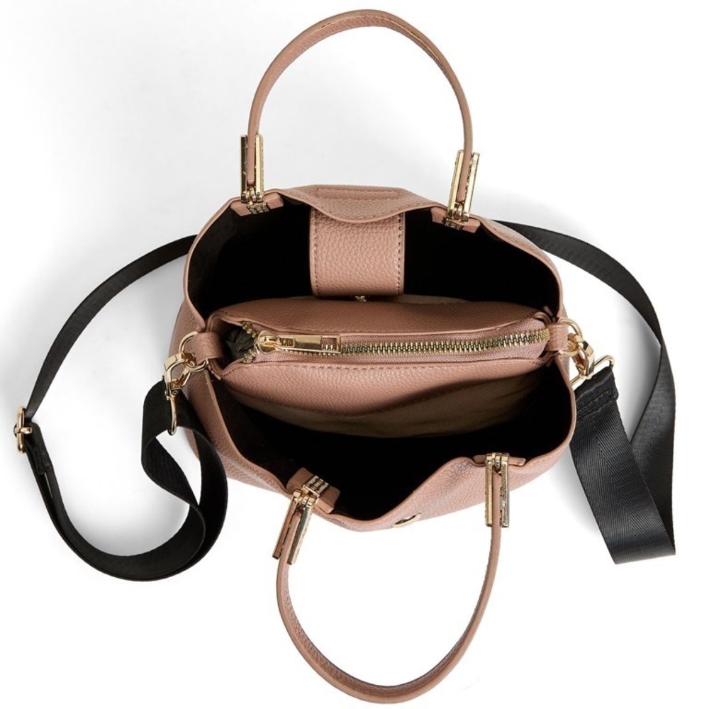 LIKE DREAMS Women Vegan Leather Detachable Strap Bucket Crossbody Bag Camel - Picture 8 of 16